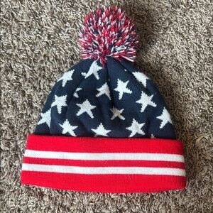 Kids Star Patterned Knit Beanie - Red, White, and Blue